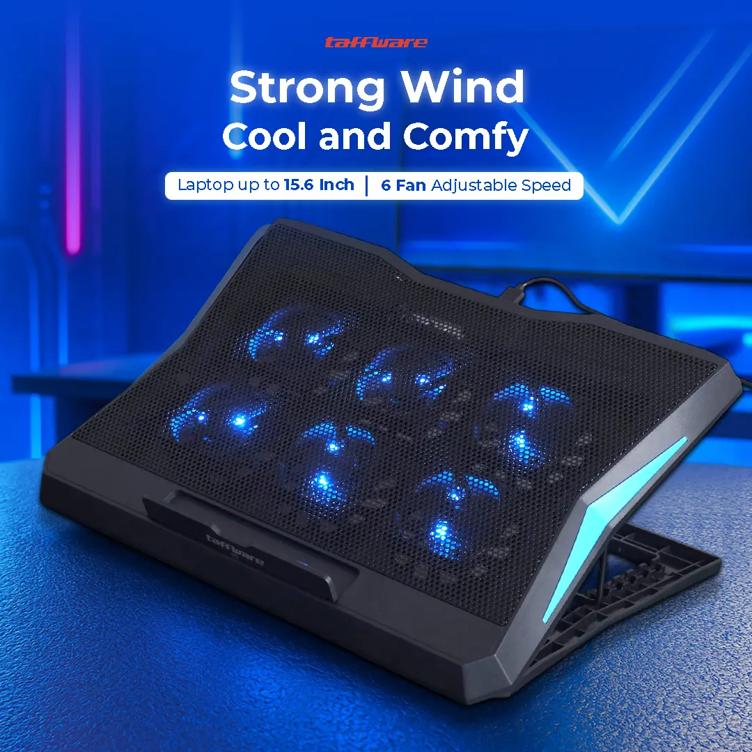 Taffware MC Cooling Pad Laptop Gaming Kipas Pendingin 6 Fan 15.6 Inch - Q3 - Black