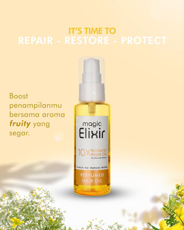Magia Elixir Series 100ml Hair oil untuk menutrisi serta membuat rambut menjadi berkilau tanpa lepek Haircare Vitamin 6