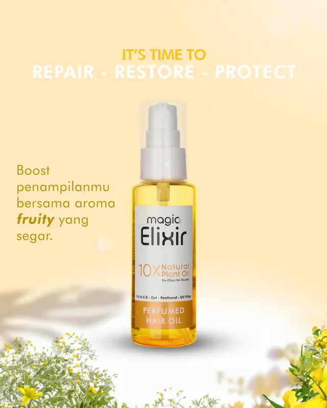 Magia Elixir Series 100ml Hair oil untuk menutrisi serta membuat rambut menjadi berkilau tanpa lepek Haircare Vitamin 5