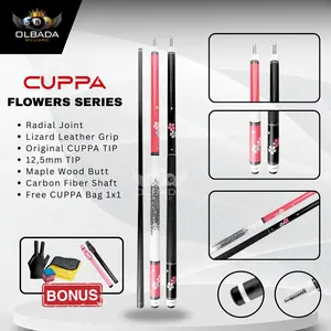 【FREE PINK CASE 1x1】CUPPA Flower Stik Billiard Carbon / Stick Play Billiard / Stik Billiard / Bola