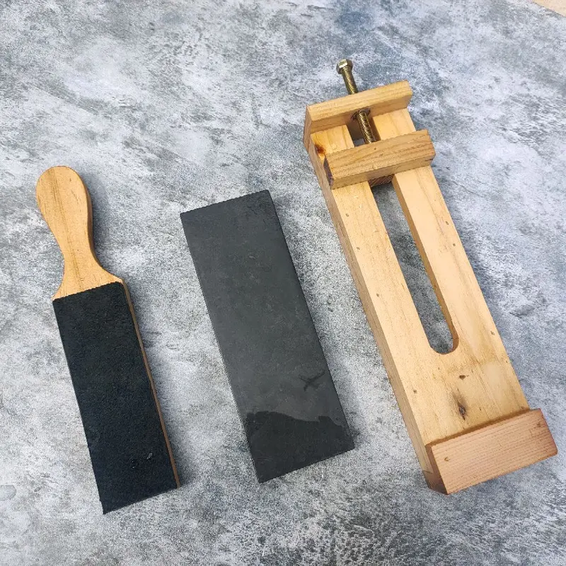 Batu asahan asli alam double set 20x7x2cm Stroping kulit sapi asli+tatakan 0
