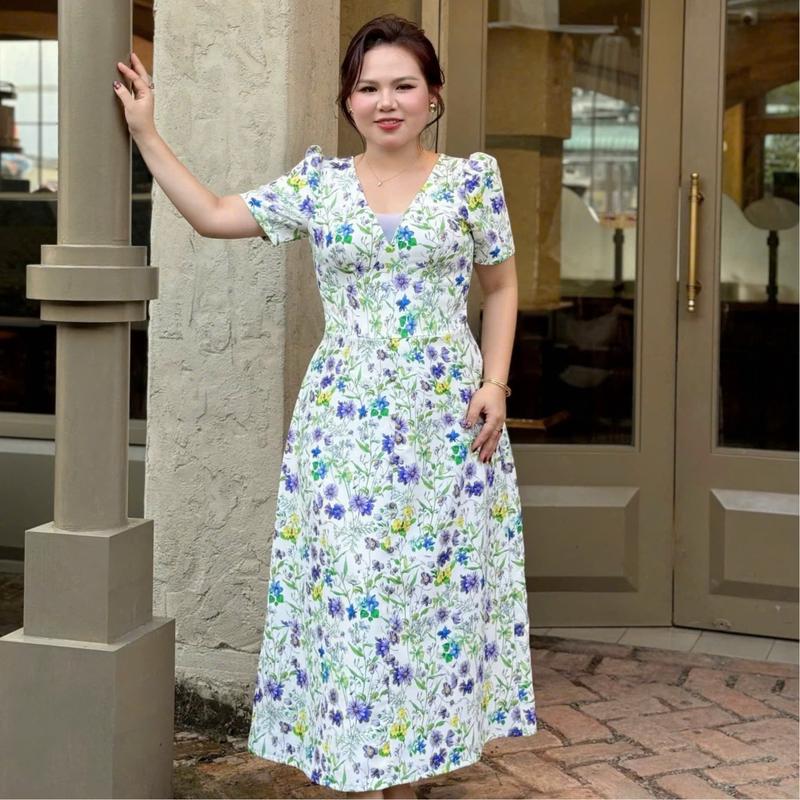  ĐẦM MAXI REN CỔ TIM CAO CẤP BIGSIZE 55KG - 90KG 