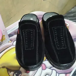 Sepatu Sandal Selop Bustong Pria Kulit Suede Nobuk sintetis Lentur Casual Cowok Selop Premium Terbaru Shoes Karet