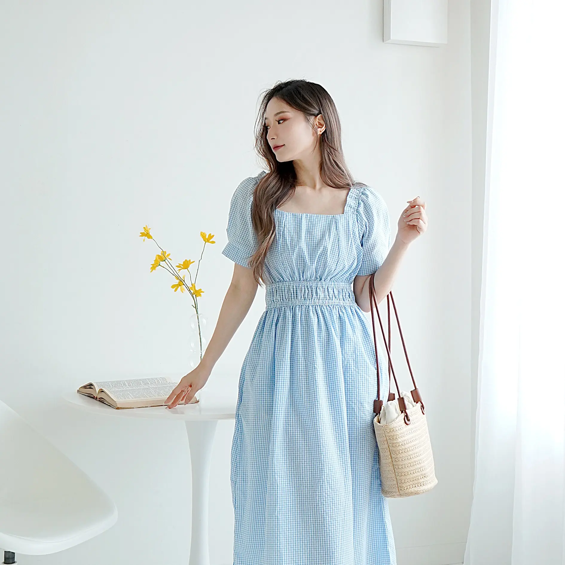 JOUETA | Ryujin Dress | Dress Wanita Korean Style Bahan Woven Kotak-Kotak