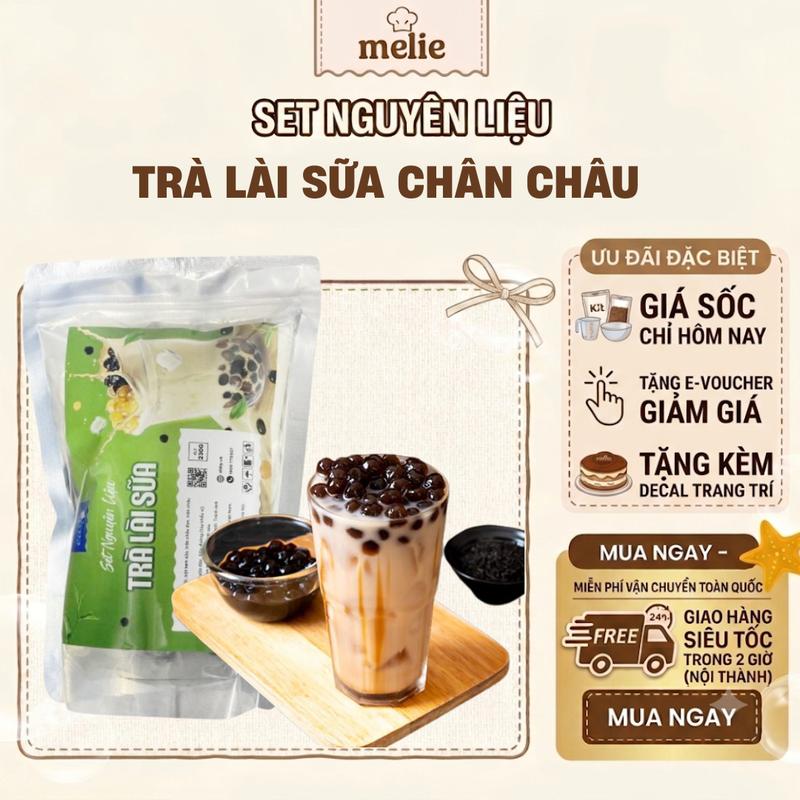 Set Nguyên Liệu Melie Làm Trà Lài Sữa Trân Châu – Thành phẩm 5-7 ly