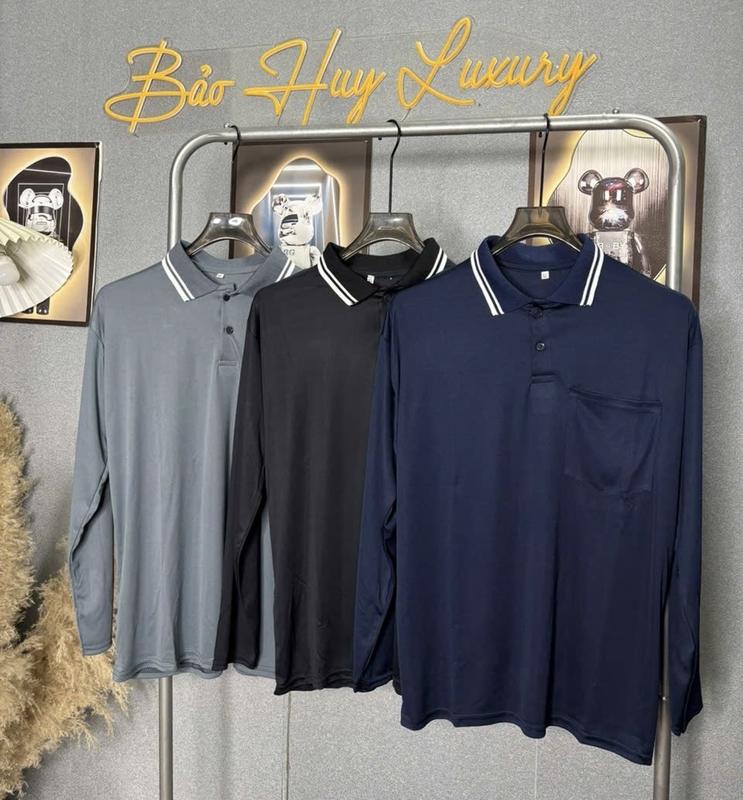 COMBO ( 2-3 ) ÁO THUN DÀI TAY CÓ CỔ + TÚI TRƯỚC , ÁO LAO ĐỘNG NAM