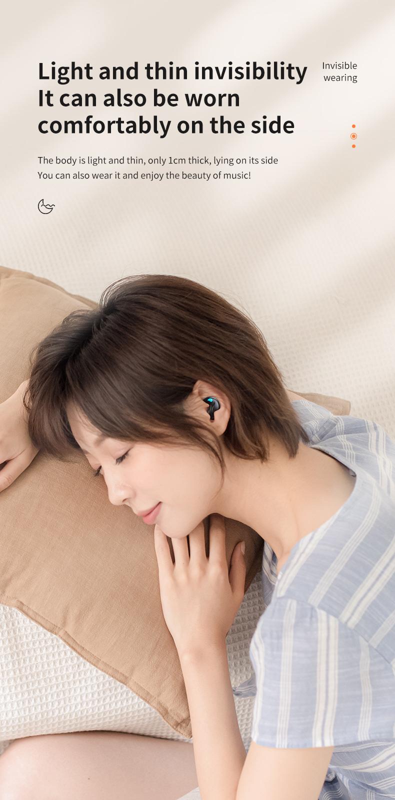 Product Introduction of New sleep wireless bluetooth headset ultra-thin mini invisible side lying senseless ultra-long life noise-canceling headphones 4