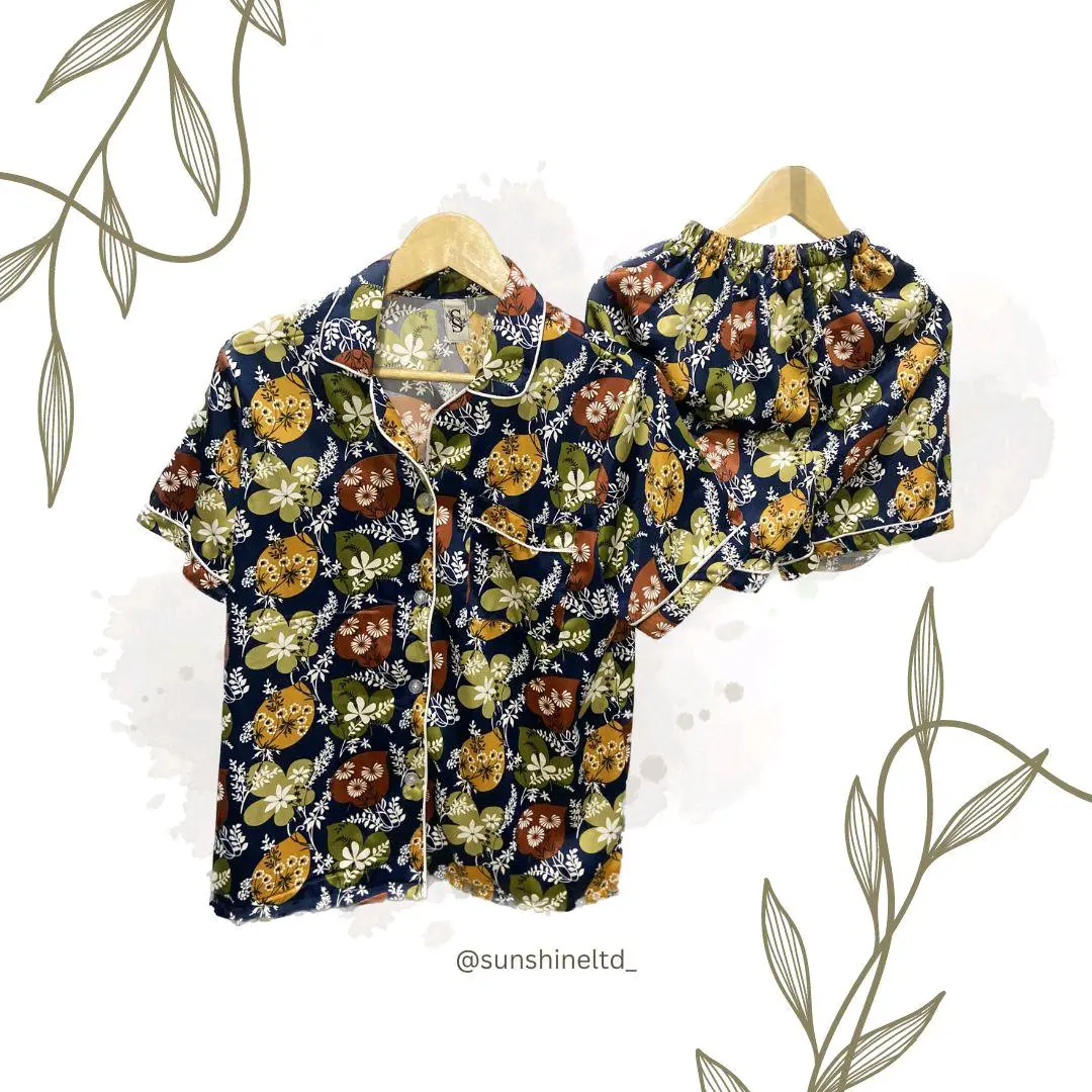 babydoll sunshineltd black flower 001 Satin Maxmara blue Nyaman Motif