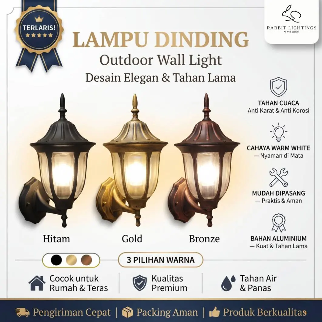 RABBIT Lampu Dinding Outdoor dan Pilar Minimalis 5007 - Waterproof dan Anti Karat