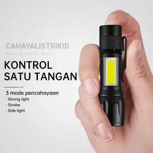 Lampu Senter SWAT Mini LED Bisa Zoom Lampu Mini Flashlight USB Charger 3 Mode Waterproof 513s Senter Camping Mancing Lampu Pencahayaan Mini Untuk Camping Piknik Plastik Baterai