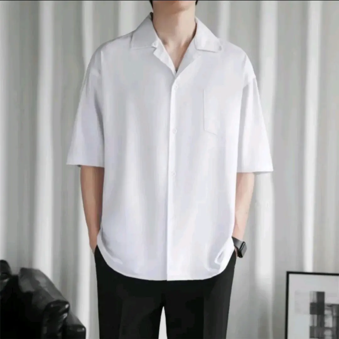 Kemeja Pria Hawaii Keren Qutfit Cowok Terbaru Katun Rayon Hitam Santai Polos Hitam Putih Casual Formal
