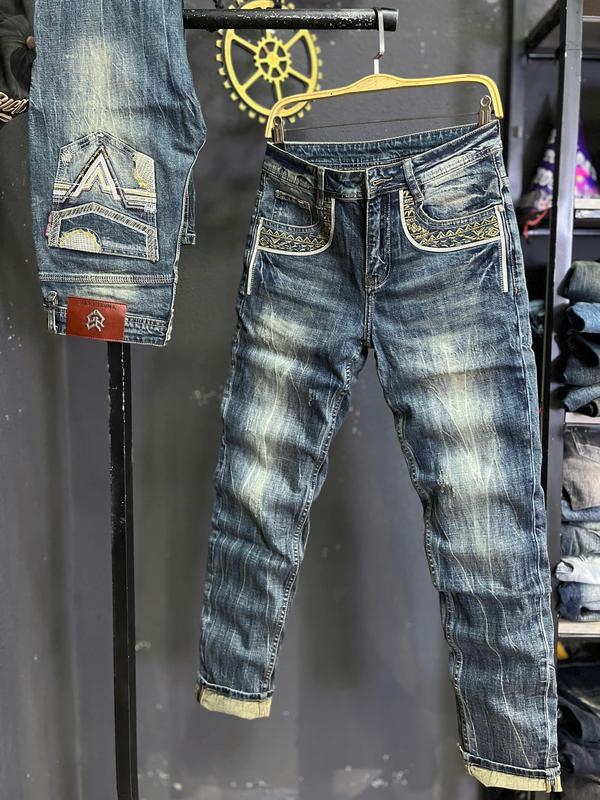 [2 Màu] Quần Jeans Dài THREE CLTN JD737-JT737]Quần Jean Nam Dài Dập Da Màu Xanh Đậm & Xanh Nhạt Mạng Thêu Chi Tiết Như Hình J3976-J3741