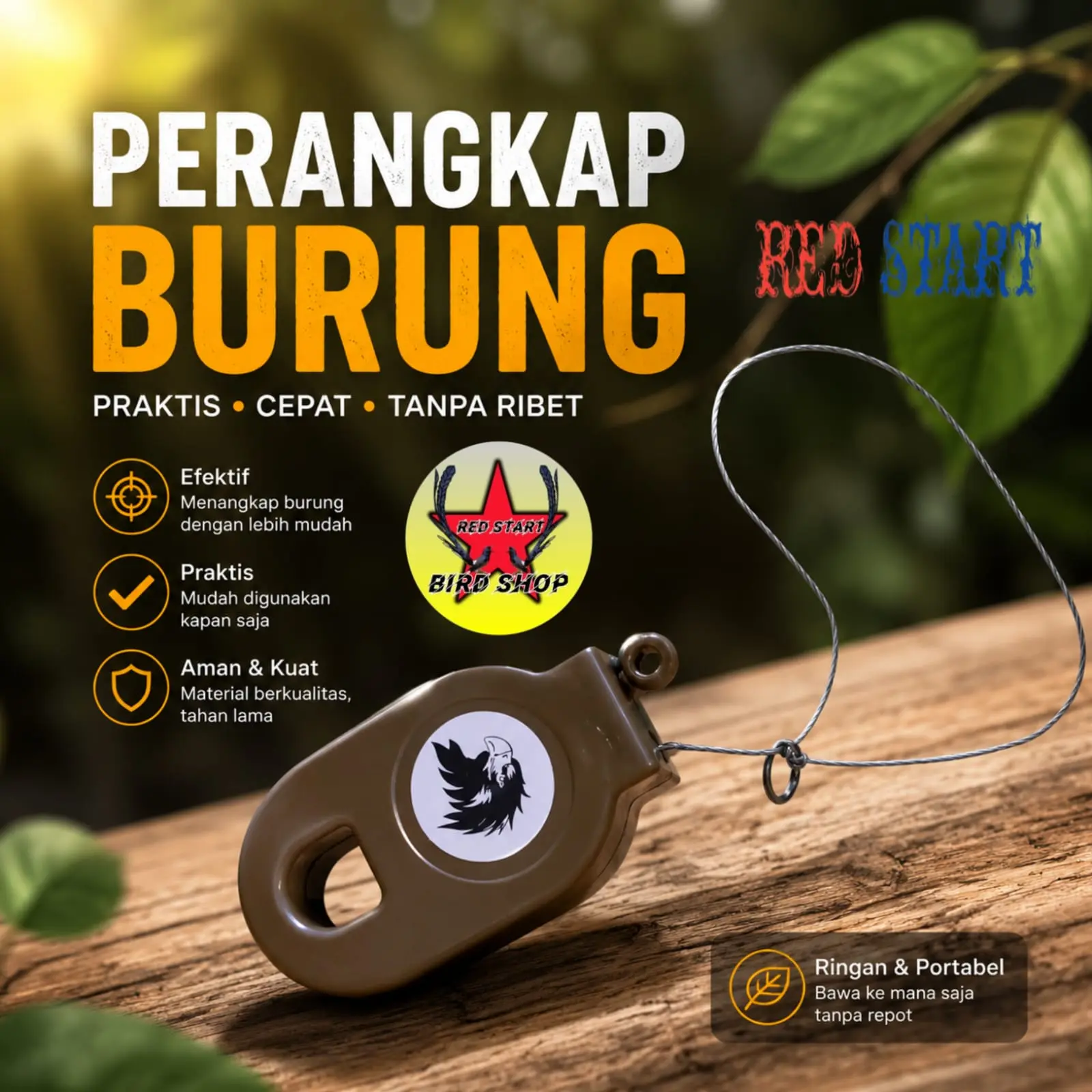 RED START Perangkap jebakan Jerat Burung unggas ayam itik ruak ruak tekukur perkutut pitik alas hutan otomatis simpel Outdoor
