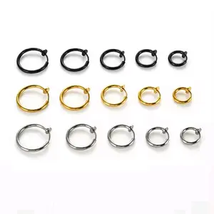 ANTING TITANIUM JEPIT / ANTING PRIA WANITA JEPIT TANPA TINDIK / ANTING SALIB JEPIT / PIERCING EAR PLUG CLIP FAKE hoop earrings