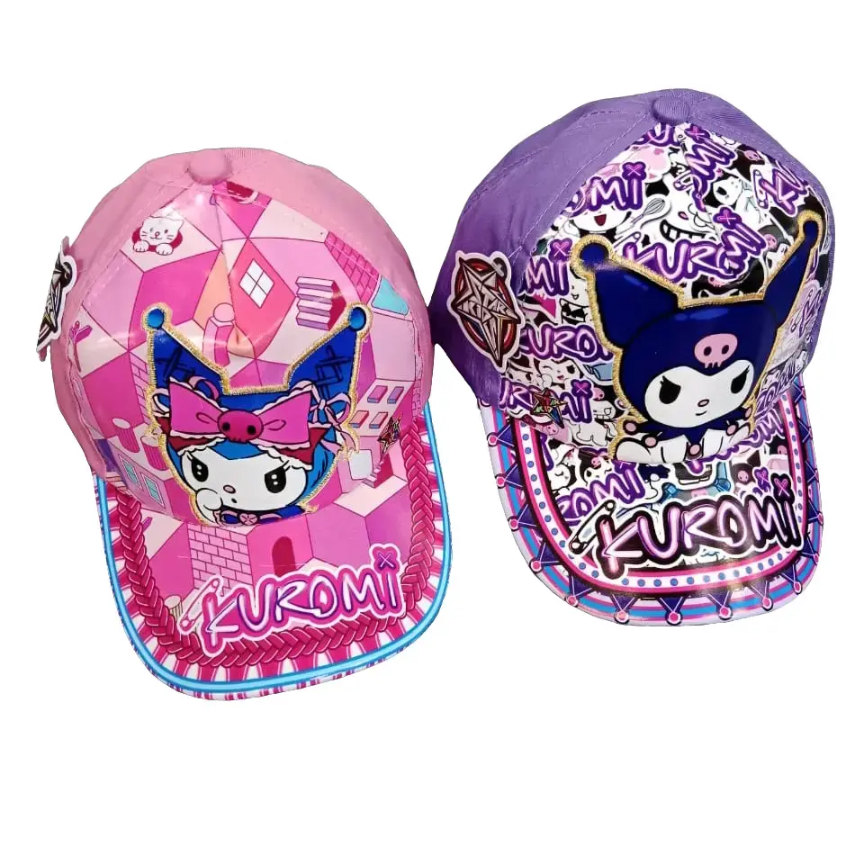 Topi Anak Perempuan KUROMI Baseball dengan Gambar Dibordir Rapi - Bahan Katun Drill - Fashion - Model Trand Anak Masakini