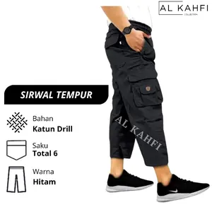 Celana Sirwal Tempur AL KAHFI Celana Cargo dan Outdoor Muslim Ikhwan Laa isbal Dewasa Bahan Drill