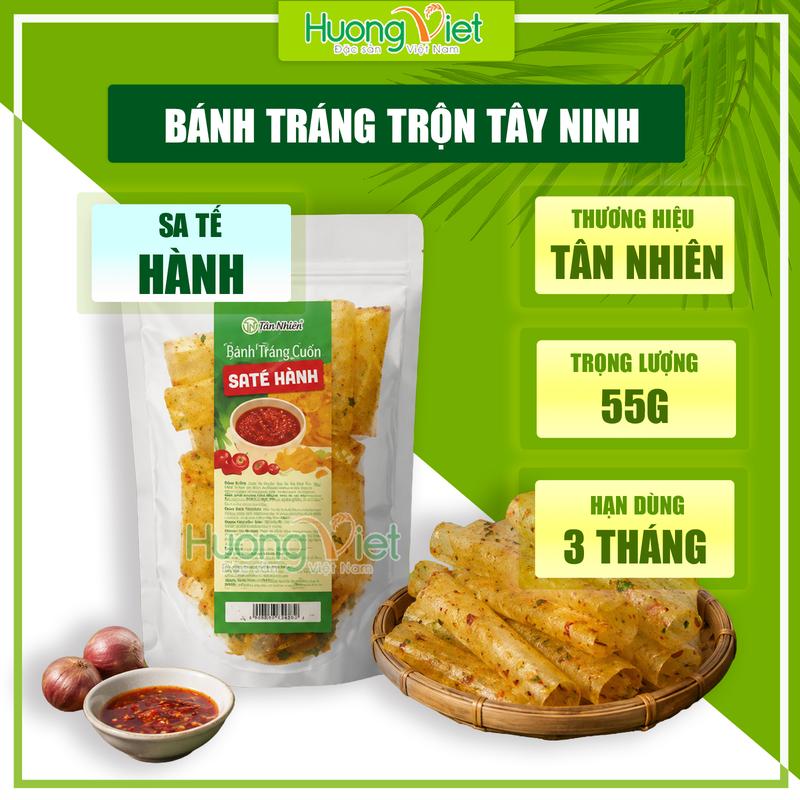 Bánh tráng trộn Tây Ninh vị CUỘN SA TẾ HÀNH, bánh tráng trộn sẵn ăn liền, đồ ăn vặt phổ biến, bánh tráng Tân Nhiên siêu mỏng