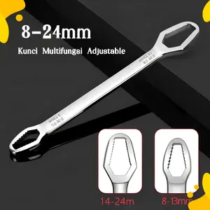 Kunci Pas Ring Kombinasi Baja Chrome Vanadium Ukuran 8-24mm dengan Desain Double Head Torx, Kunci Universal untuk Reparasi