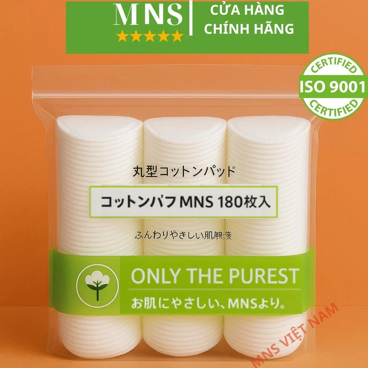 {Link Gộp} Bông tẩy trang MNS 180 Miếng Cotton Tự Nhiên Siêu Mềm Mịn An Toàn Cho Da ISO 9001:2015