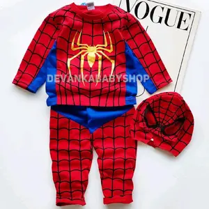 BAJU ANAK KOSTUM SPIDERMAN ADA TOPENG BAHAN KAIN KATUN UNTUK UMUR 1-10 TAHUN [ BEST SELLER ]