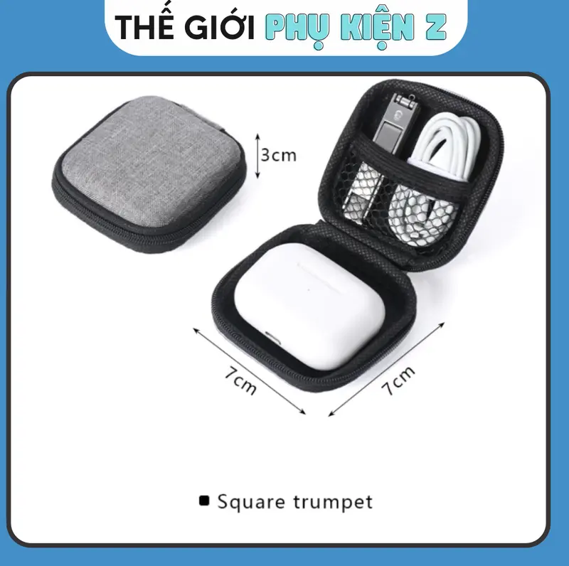 [Chống va đập] Túi Đựng có dây Kéo Tai Nghe Dành Cho Tai Nghe Airpod / Điện Thoại / Cáp Sạc Phụ Kiện 4