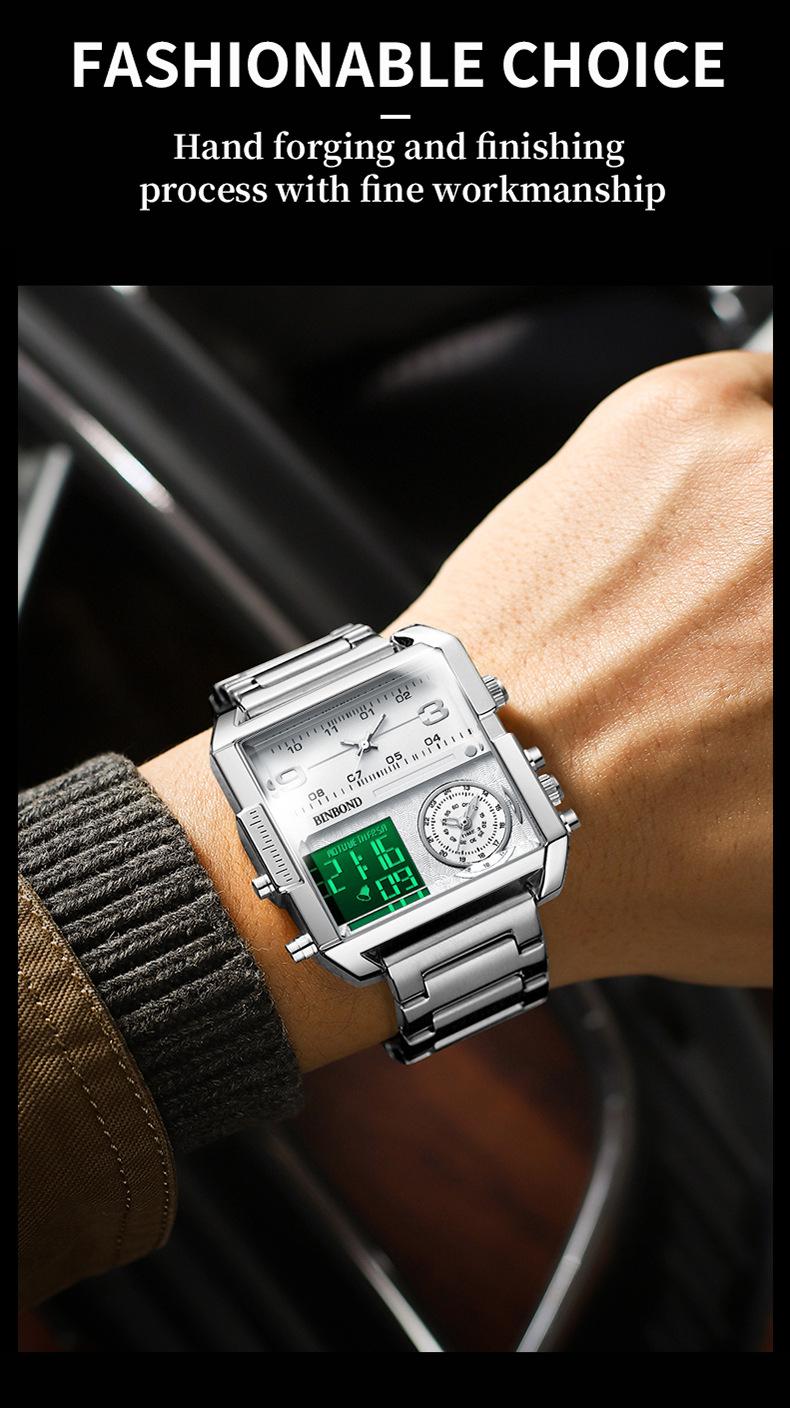 LUXUERY Jam Tangan Pria TRIPLE Time Original Tahan Air Analog Digital Rantai Stainless Steel BEST QUALITY Double Lock Keren BISA COD Watch Watches