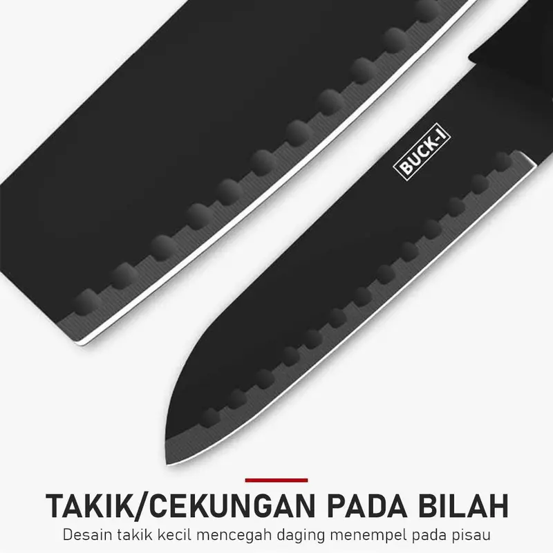 COD - J12 - Set Pisau Dapur Hitam 5 Pcs in 1 Cetakan Telur Chef Knife Cleaver Termurah Pisau LB 3