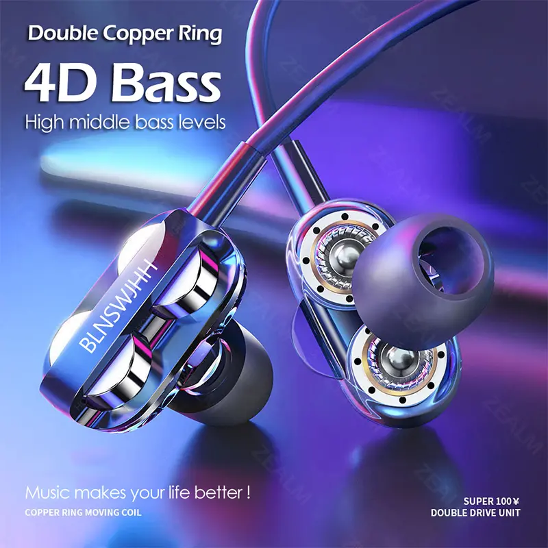 A4 3.5mm Earphones With Microphone 4D Bass Stereo Earphone Noise Cancelling Hifi Music Headset Gaming