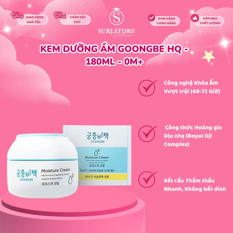 SURI STORE - Kem dưỡng ẩm Goongbe HQ - 180ml - 0M+ an toàn cho da nhạy cảm