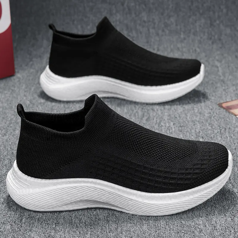 Giày Thể Thao, Đế Mềm, Lưới Flyknit, Thoáng Khí, Dành Cho Nam Giới, Giày Tất, Giày Cặp Đôi, Giày Lười, Nhẹ Và Thoải Mái, Chống Mùi, Dễ Phối Đồ, Thường Ngày, Giày Nam, Siêu Nhẹ, Hợp Xu hướng