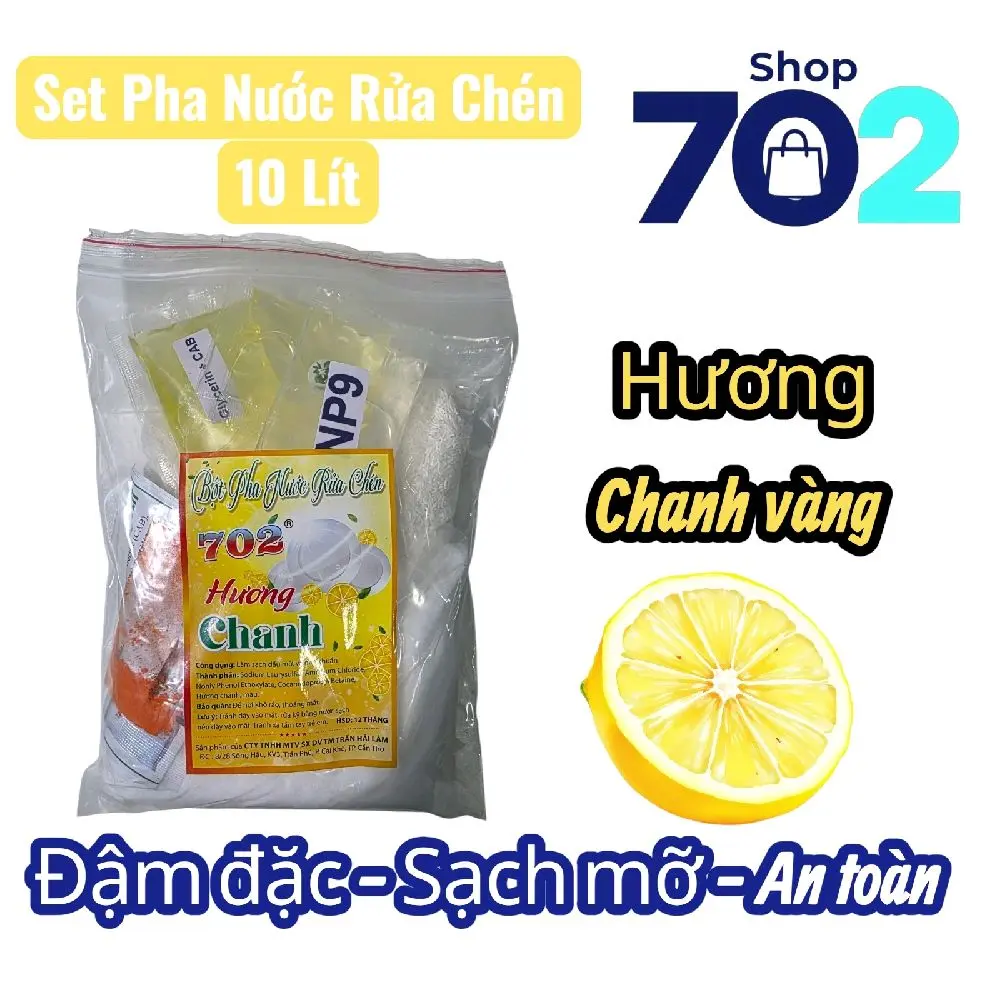 [10lit] Bột pha nước rửa chén 10 lít, hương chanh vàng, tiết kiệm, làm sạch