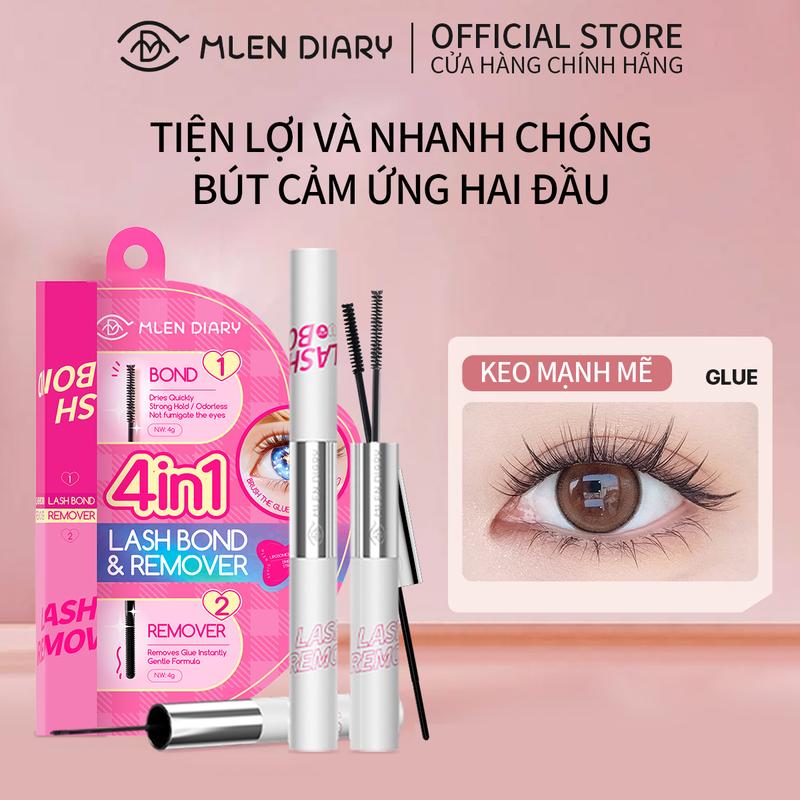 Mlendiary KEO HAI ĐẦU, Không Thấm Nước,  Dính Lông Mi Thoải Mái, Giữ Siêu Chắc, Chống Mồ Hôi 48 Giờ, Tẩy Nhanh, Không Cặn, Thích Hợp Cho Lông Mi