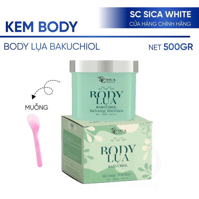 Kem Sica White, Body Bơ Lụa Bakuchiol 500g - Hỗ trợ dưỡng sáng da, dưỡng ẩm, mờ thâm sạm