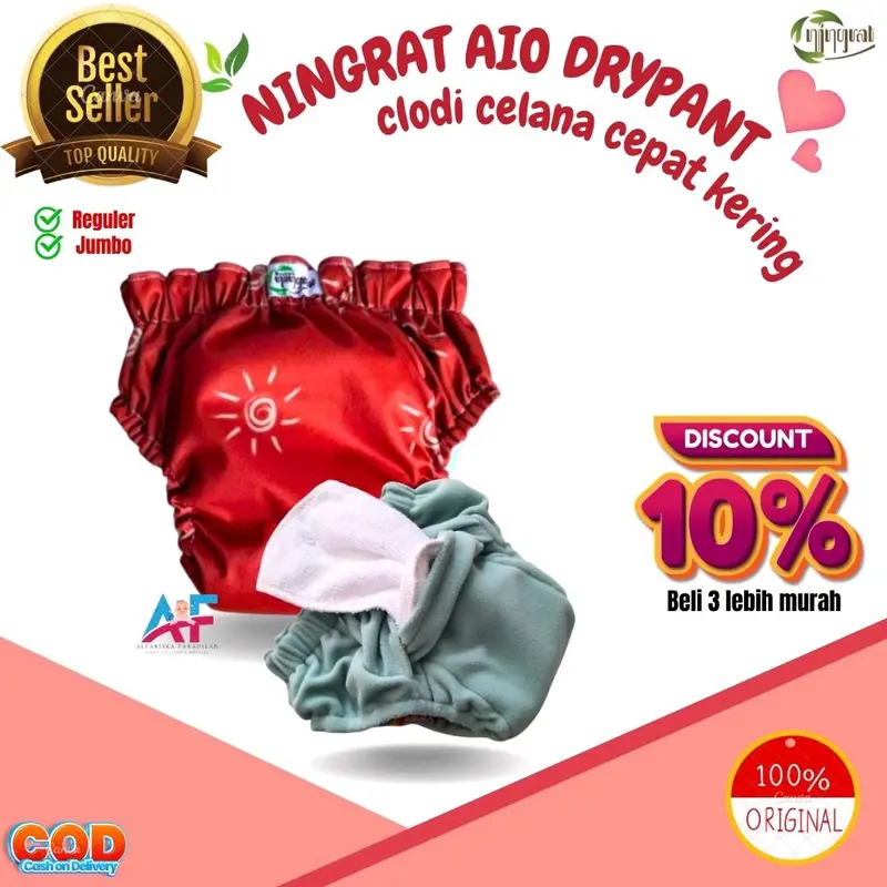 Popok Bayi Cuci ulang Aio ningrat Drypant  Reguler san Jumbo popok kain Bayi Clody Diaper Clodi 0