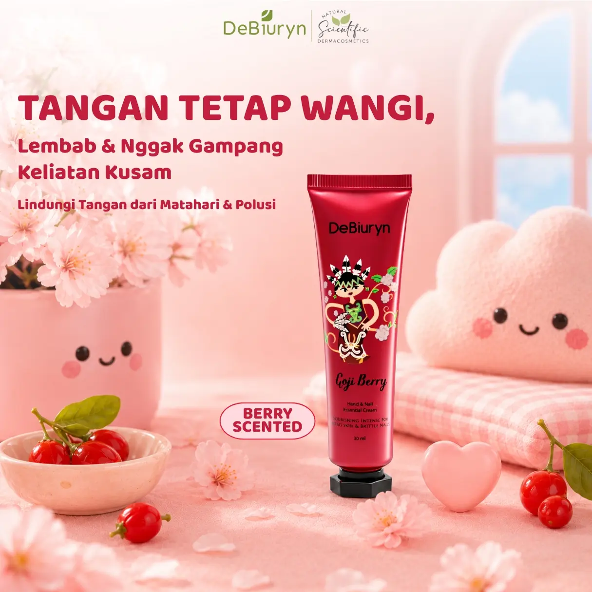 DeBiuryn Goji Berry Hand Nail Essential Cream 30ml - Kulit Tangan Tarpapar Matahari & Polusi, Kuku Kusam