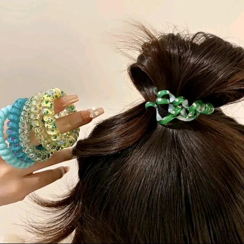 Karet Spiral Motif / Karet Rambut Kekinian / Ikat Rambut Spiral  / Karet Rambut Viral / Kunciran Rambut Viral 4
