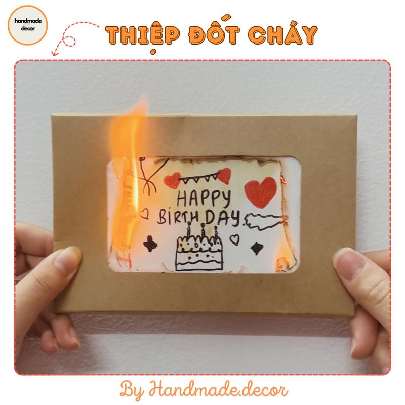 Thiệp Đốt Cháy handmade Set Nguyên Liệu làm Thiệp đốt cháy, đầy đủ giấy cháy kèm thiệp làm quà tặng người yêu bạn bè DIY