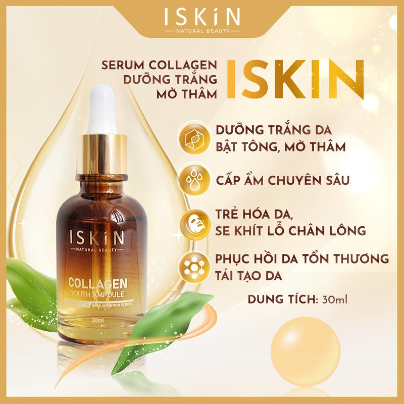 Serum Trắng Da Mờ Thâm Cấp Ẩm Chuyên Sâu và Chống Lão Hóa ISKIN NATURAL BEAUTY Collagen Youth Ampoule 30ml
