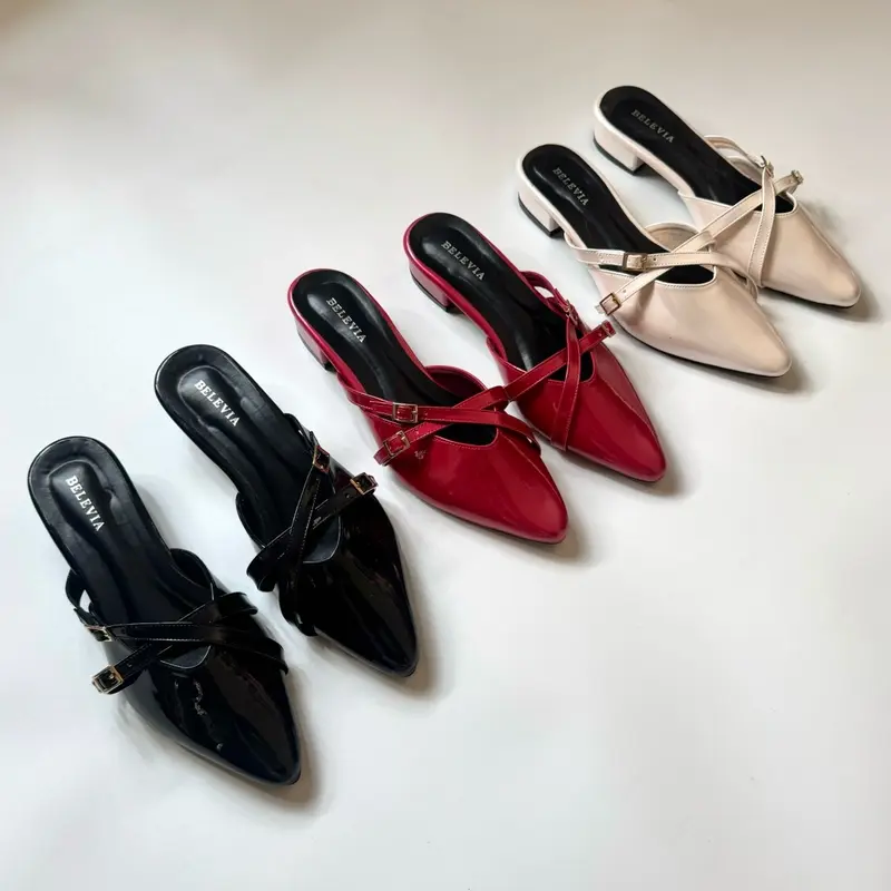 BELEVIA | Shiny Sandal Mules | Sandal Wanita Shoes 1