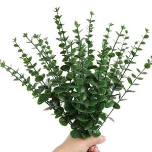 12 Tallo de Eucalipto Preservado, Decoración de Planta Artificial, Ideal para Decoración del Hogar en Festividades, Plantas Falsas Duraderas para Celebraciones Festivas