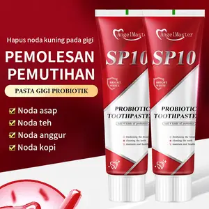AngelMaster SP10 Probiotic Toothpaste - Pasta Gigi Premium untuk Gigi Lebih Putih dengan 4 Jenis Probiotik, Nafas Segar Seharian, Hapus Noda Kuning Mendalam, Pembersihan Optimal & Penghilang Noda - Mulut