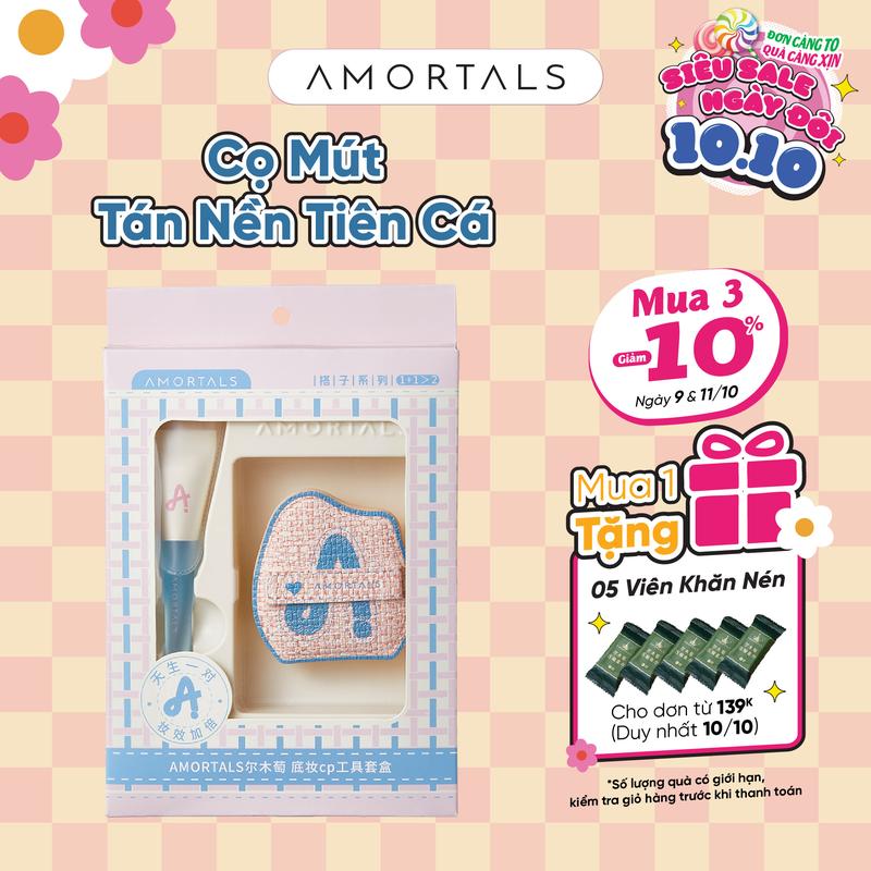 [10.10 MUA 1 TẶNG 5] Bộ Cọ Mút Tán Nền Tiên Cá Amortals, Cọ Tán Kem Nền Mướt Mịn Tự Nhiên, Không Vệt Cọ, Mút Nền Công Nghệ Bọt Khí, Tạo Lớp Nền Mỏng Nhẹ, Siêu Mềm Mịn Tiết Kiệm Kem Nền, Thiết Kế Dễ Tán Cho Vùng Mũ và Mắt