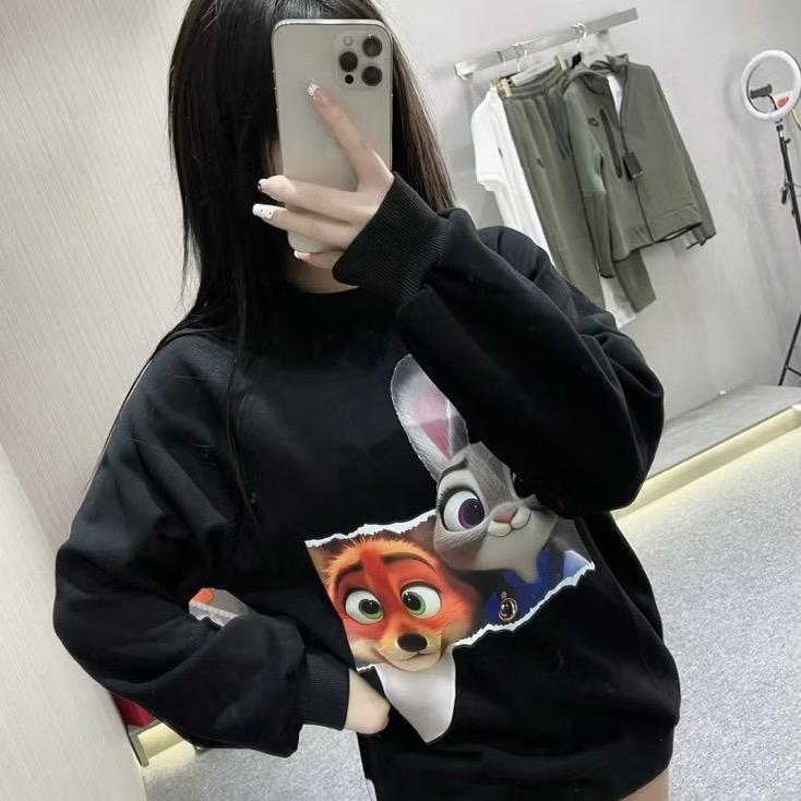  Áo nỉ sweater thỏ cáo chất nỉ hàn lót bông có bo cổ bo tay bo gấu 
