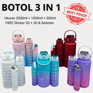 BOTOL BERANAK 3IN1 VIRAL 2Liter+1000ml+500ml FREE SEDOTAN DAN STICKER 2D & 3D