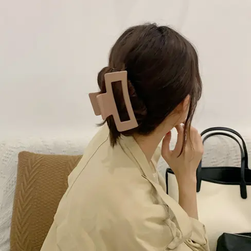 BISA COD F5808 Jedai Persegi Panjang Doff Korean Style Import / Jedai Wanita / Jepit Rambut Polos Plastik Clips 4