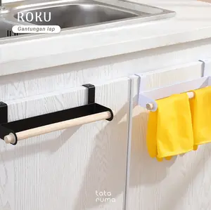ROKU - Gantungan Cantolan dengan Palang Kayu Gantung Lap Celemek Handuk Tissue