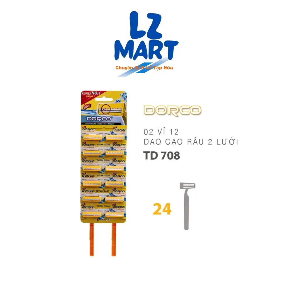 Dao Cạo Râu Dorco Lưỡi Kép - Vỹ 12 Cây - Hàng Chính Hãng - Cạo Râu Cho Nam