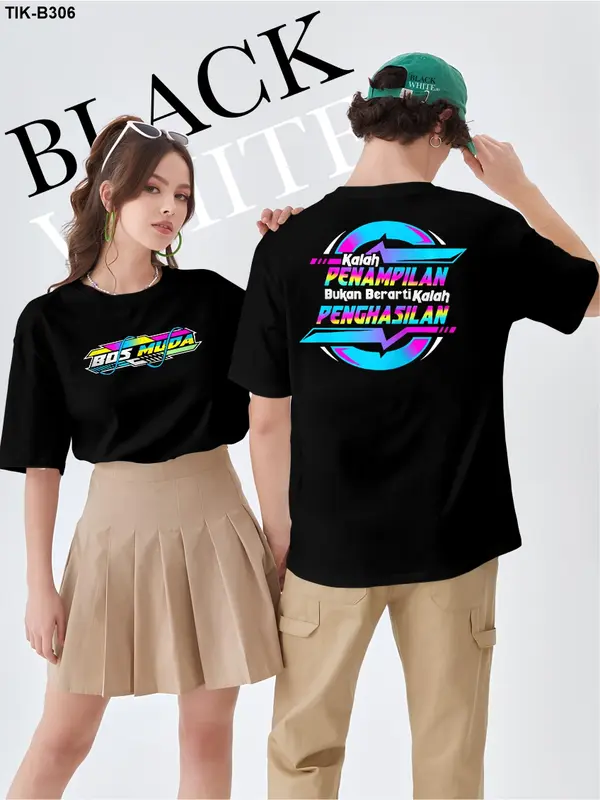 Kaos lengan pendek Unisex pasukan kata kata  pria/wanita blackwhite.id95 B301-306 Digital Panjang Printing Sablon Lembut Soft Distro Baju Oblong Atasan 4