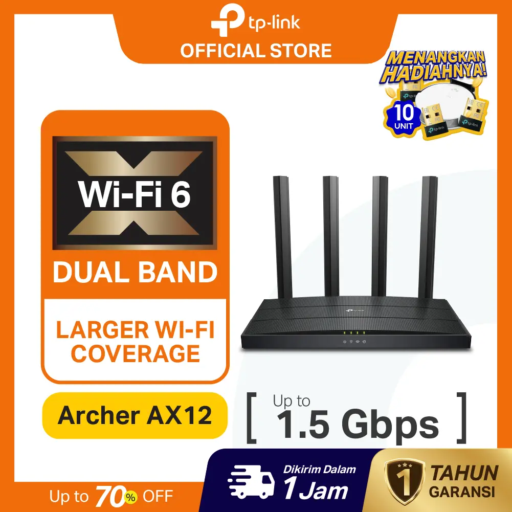 TP-Link Archer AX12 | KOL | AX1500 WiFi 6 Router | Dual Band | Gigabit | Mesh | Wireless | Access Point | Gaming