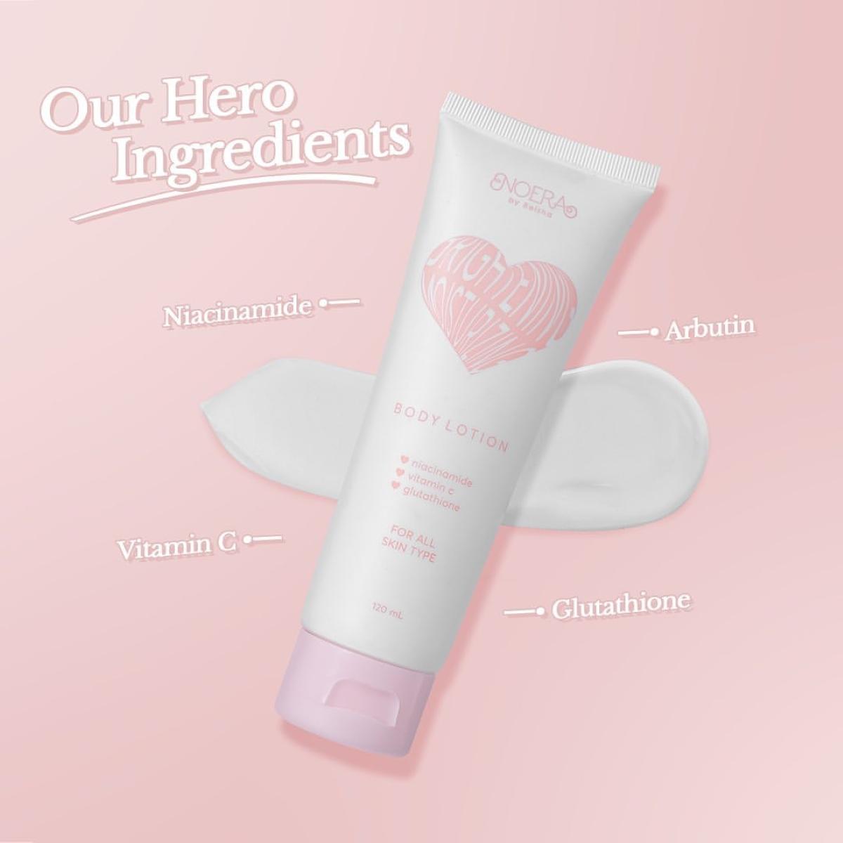 Noera Brightening Moisturizing Body Lotion With UV Filter | Lotion Pencerah Kulit Arbutin Glutathione Niacinamide Mencerahkan